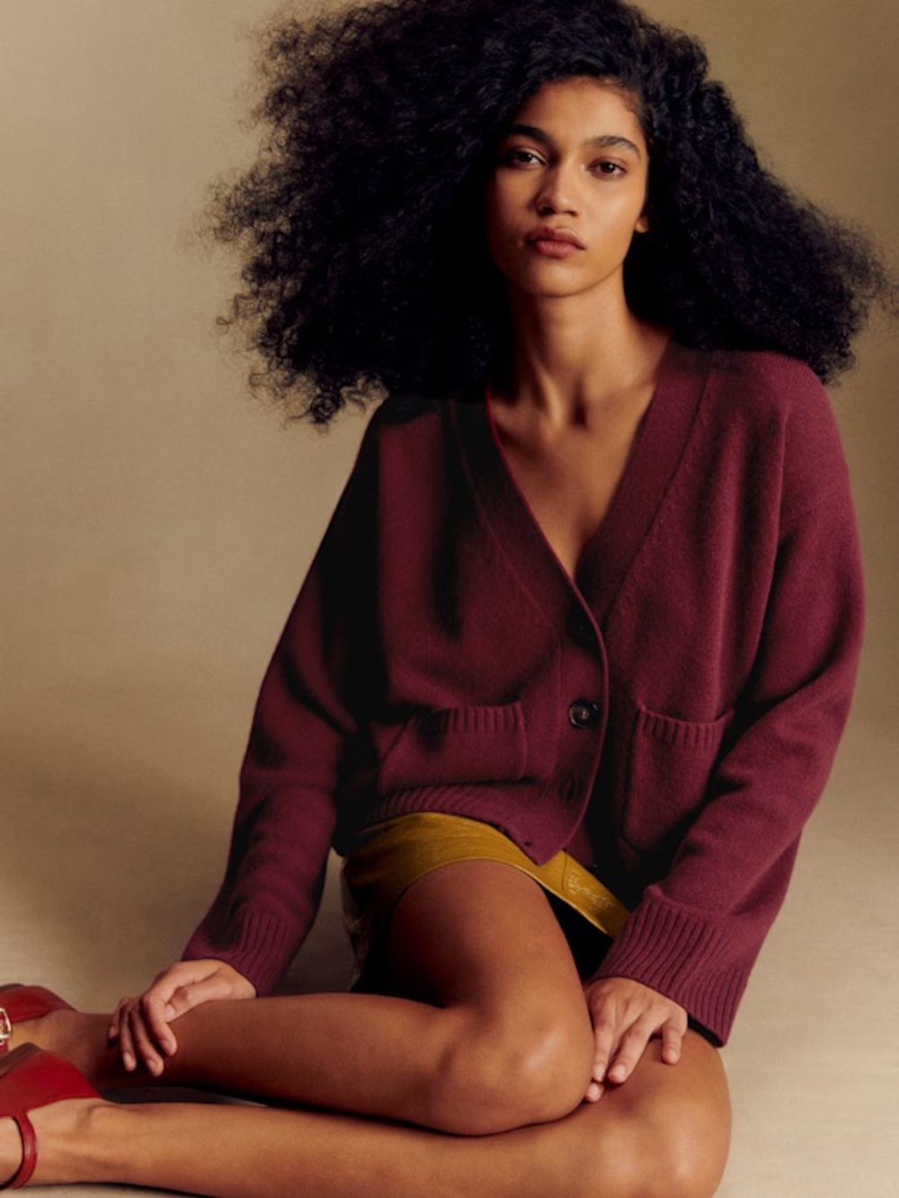 NWT Sezane Jady Cardigan Burgundy Size Small